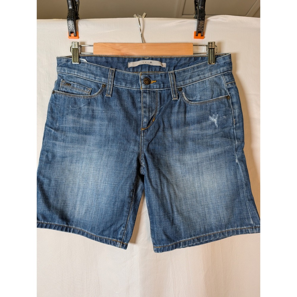 Joes Jeans Denim Shorts Womens 26 Blue Distressed Mid Rise Cotton Bermuda